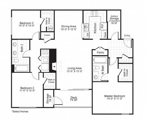 3 bed 2 bath A at Paces Pointe Apartment Homes, Matthews, NC